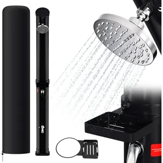 TolleTour Solardusche 35L mit Regenschutz und Seifenkiste Sommerdusche mit Fußdusche Pooldusche Gartendusche Brause - Schwarz