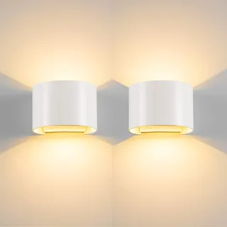 BELLALICHT LED Wandleuchte Innen Außen Warmweiß 2er Set mit Einstellbar Abstrahlwinkel Up Down 12W IP65 Wasserdicht Wandlampe für Bad Flur Kinderzimmer Treppenhaus Wohnzimmer Schlafzimmer