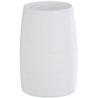WENKO Zahnputzbecher Goa Weiß - Zahnbürstenhalter für Zahnbürste und Zahnpasta, Polyresin, 7.4 x 10.5 x 7.4 cm, Weiß