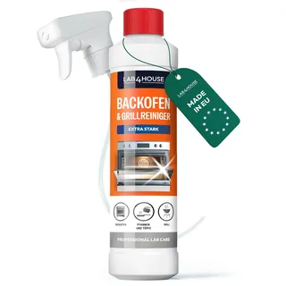 Lab4House | Backofen & Grillreiniger Spray 500 ml | extra starke Formel gegen eingebranntes Fett | für Ofen, Grill, Kamin & Pfanne | löst hartnäckige Verkrustungen schnell