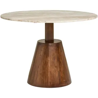 Livetastic Esstisch , Walnussfarben , Holz, Stein , Mangoholz , massiv , Holz , rund , konisch , 76x110x110 cm , Holzmöbel, Holztische, Esstische Holz, Massivholztische