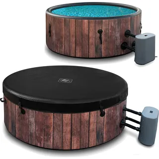 COIL Whirlpool SPA Aufblasbar, Schwimmbad mit Hydromassage, extra dünn, In- & Outdoor, 6 Personen, 175 cm, RUSTICAL - Schwarz