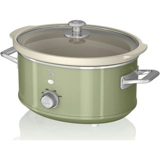 Swan Retro Slow Cooker 3,5L Antihaft-Keramisches PFOA- und PTFE-freies, Vintage 200W