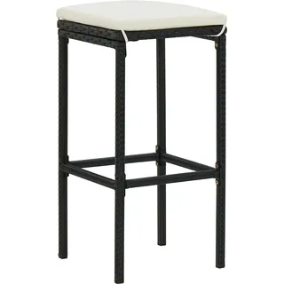 vidaXL Barhocker mit Kissen 6 Stk. Schwarz Poly Rattan - Schwarz