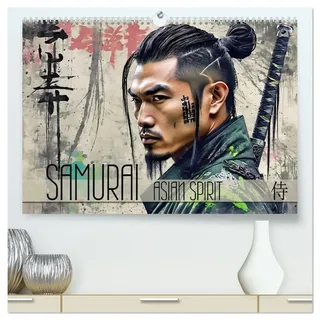 Samurai - Asian Spirit (hochwertiger Premium Wandkalender 2026 DIN A2 quer), Kunstdruck in Hochglanz: Ausdrucksstarke Porträts der legendären ... modern interpretiert (CALVENDO Kunst)