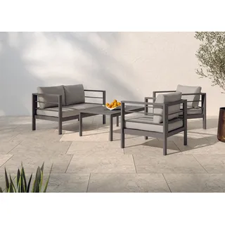 Konifera Gartenlounge-Set »»New Jersey«« schwarz (schwarz, dunkelgrau,), Aluminium, Sitzmöbel-Sets, Gartenlounge-Set, Tischplatte aus Nonwood,