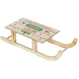 ECD Germany led Deko Schlitten aus Holz mit LED 42x16 cm Natur-Braun,