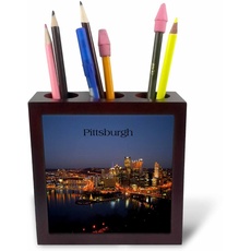 3dRose ph_234468_1 12,7 cm Bild von Pittsburgh bei Nacht Fliesen-Stifthalter