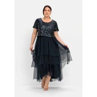 Sheego Abendkleid »Abendkleid mit lose fallendem Paillettenoberteil«, mit lose fallendem Paillettenoberteil, blau