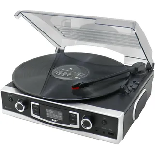 Soundmaster PL590SW Plattenspieler DAB+ Radio USB, Aufnahmefunktion Schwarz