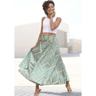 Hosenrock LASCANA, Damen, Gr. 42, bunt (mint, gelb, blau bedruckt), Web, Obermaterial: 100% Polyester, bedruckt, figurumspielend knöchelfrei, Röcke Hosenrock, aus glatter Ware, Culotte, extraweites Bein, Topseller