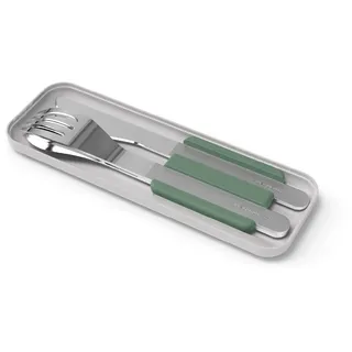 MONBENTO - Besteck-Set MB Slim Box Natural für Lunchbox - 3-Teilig Gabel Messer Löffel - Besteck-Set für Büro/Schule - Besteck to go für Lunchbox MB Original/MB Square Bento Box - Edelstahl - Grün