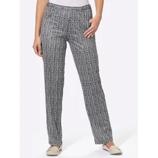 Jerseyhose CLASSIC BASICS, Damen, Gr. 56, Normalgrößen, schwarz (schwarz, gestreift), 100% Polyester, bedruckt, ethno, gemustert, unifarben, lang, Hosen Jerseyhose