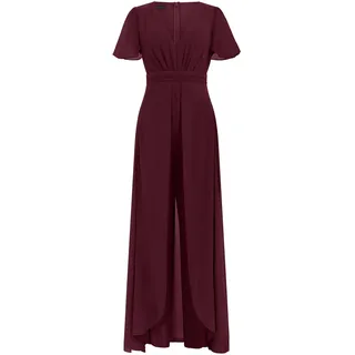 APART Fashion Damen Chiffon Jumpsuit, Tiefer V-Ausschnitt Abendkleid, Kurze Volant-Ärmel, Weites Bein Cape Style Hose, Elegantes Sommer Outfit, Ideal als Brautjungfern Kleid, Hochzeitsgäste Kleid