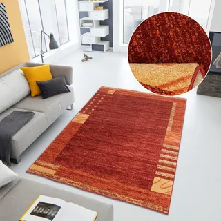 Teppich OTTO HOME "Jonas" Gr. 6, orange (terra), B:200cm H:8mm L:290cm, Kunstfaser, Teppiche, Teppich, flacher Teppich, Kurzflor, Weich, Elegant, mit Bordüre, Wohnzimmer, Topseller
