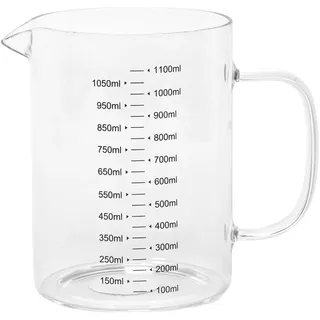 Glas Messbecher 1L mit ergonomischem Griff, klarer Graduierung, spülmaschinengeeignet