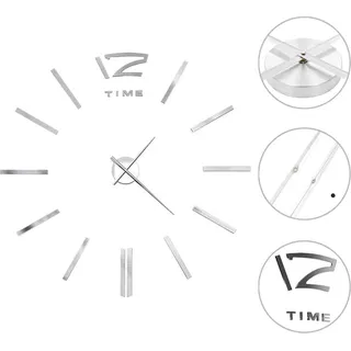 vidaXL 3D-Wanduhr Modernes Design 100 cm XXL Silbern - Silber