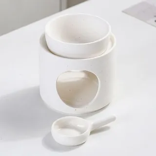 Warmself Aromalampe Metall Teelichthalter aus Keramik Duftlampe aus Keramik Wachsschmelzbrenner Weiße Spaltkeramik