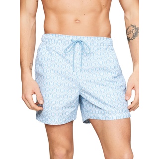 Tommy Hilfiger Herren Badehose Medium Drawstring Print Mittellang, Blau (Laurel Sleepy Blue), L