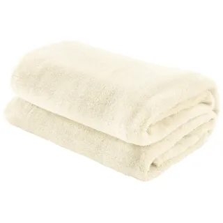 Erwin Müller Teddy-Fleece-Wohndecke Salerno, Fleece-Decke, Kuscheldecke wollweiß Größe 200x220 cm - flauschig weich, pflegeleicht