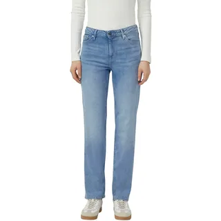 Straight-Jeans S.OLIVER, Damen, Gr. 42, Länge 30, mid blau used, Denim/Jeans, Obermaterial: 76% Baumwolle, 23% Polyester, 1% Elasthan, regular fit normal, Jeans Straight-Jeans, Mid Rise, Regular Fit