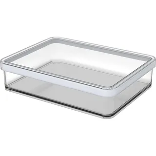 Rotho Loft rechteckige Vorratsdose 1l mit Deckel und Dichtung, Kunststoff (SAN) BPA-frei, transparent/weiss, 1l (20.0 x 15.0 x 4.8 cm)