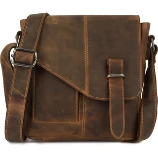 Herren Leder Umhängetasche, klein, elegant, braun, Beltimore - Braun