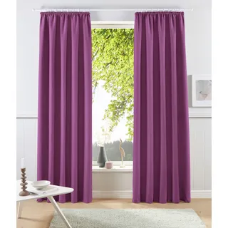 Vorhang OTTO HOME "Raja, Gardinen mit Kräuselband, Vorhänge Wohnzimmer" Gr. 3, lila (beere), B:140cm H:225cm, Polyester, Recyceltes Material, Gardinen, Vorhang, 2er-Set, Bestseller, einfarbig, modern, pflegeleicht, Mikrofaser, Topseller