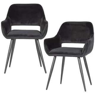 Woood Esszimmerstuhl Jel Stoff schwarz 2er Set