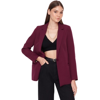 Trendyol Women's Damen Regular Zweireihig Plain Webstoff Blazer Coat, Purple, 34