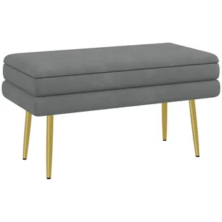 Homcom Truhenbank Grau , Dunkelgrau , Kunststoff , 37.5x43x79.5 cm , Esszimmer, Bänke, Sitzbänke