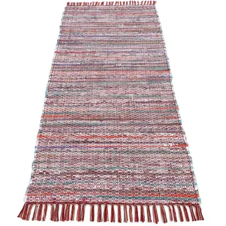 carpetfine Kelim Chindi Wendeteppich 80 x 400 cm Rot