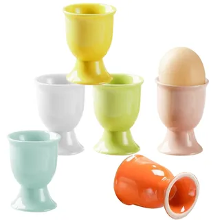 MPXEAVG 6 Stück Eierbecher Porzellan, Eierbecher Steingut, Eierbecher Bunt, Eierbecher Lustig, Eierbecher Keramik, Eierbecher Set für am meisten Eigrößen Spülmaschinenfest