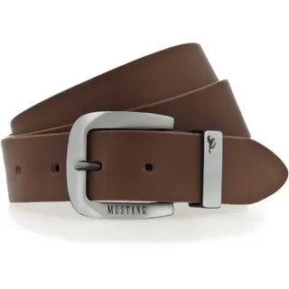 MUSTANG Ledergürtel Überlänge, Dornschließe in geschwärztem Silber, 3,5 cm, braun
