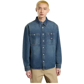 Dickies Mechanic Denim Langarmhemd - Khaki Tinted Blue - XL