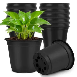 KINGLAKE Anzuchttöpfe 15cm, Pflanztöpfe Anzucht 100 Stück, Aufzuchttöpfe Plastik Kleine, Setzlinge Anzucht Töpfe Pflanzen, Blumentopf Kunststoff, Pikiertöpfe, Plastiktöpfe, Umtopf Töpfe-Schwarz