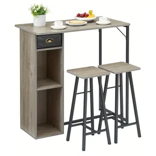 Retro-Bar-Set | Kompaktes Esstisch-Set mit Ablagefläche | Industrielles Bistro-Set für kleine Räume