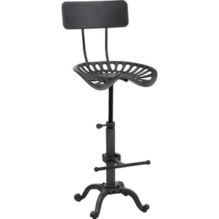 Barhocker HWC-N26, Barstuhl Tresenhocker, höhenverstellbar drehbar Fußablage Industrial Metall schwarz-silber - Schwarz