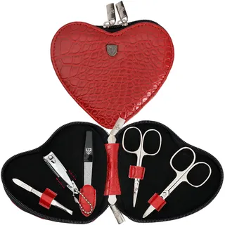 DREI SCHWERTER Germany Maniküreset  ́KIDS COLLECTION` Nagelset für Kinder, Teens, Mädchen und Jungen - Markenqualität KROKO/ROT/SILBER 5-tlg.