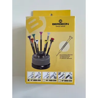 Bergeon 6899-S09, Stainless Steel Ergonomic 9-Piece Screwdriver Set, Swiss Made