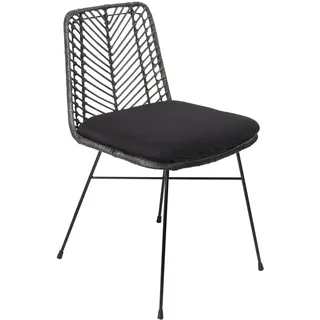 Esszimmerstuhl Korbstuhl Rattan Farbe anthrazit inkl. Sitzkissen DETROIT - Braun