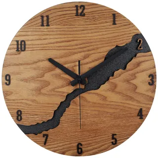 Beflourish Wanduhr Ohne Tickgeräus Holz Modern Wanduhren für Büro, Wohnzimmer, Küche, Schule Kinderzimmer (30cm)