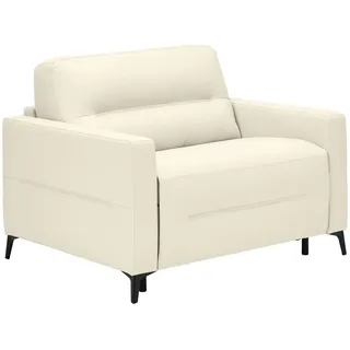Novel Schlafsessel , Creme , Metall , Echtleder , Rindleder , Uni , 115x89x97 cm , Liegefunktion , Wohnzimmer, Sofas & Couches, Schlafsofas, Schlafsessel