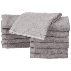Amazon Basics - Waschlappen aus Baumwolle, 12er-Pack, 30 x 30 cm, Grau