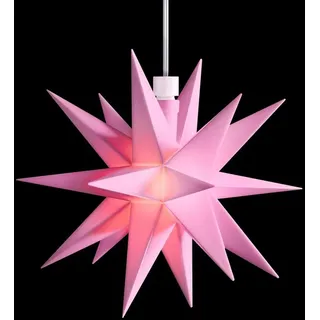 Sterntaler Dekostern | Weihnachtsstern Mini-Stern | Kunststoff | 18-Zacker | Rosa | 12cm | Innen | LED | Batterie | mit Timer