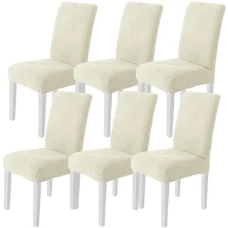 Ystyle Stretch Stuhlhussen 6er Set, Stuhlbezug Elastisch Abnehmbarer Waschbarer,Universal Langlebig Stuhlbezüge, Für Hotel Bankett Küche Restaurant Hochzeit Party, Beige
