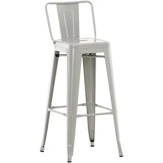 CLP Barhocker mit Lehne im Industrial-Look Mason, mit Rückenlehne und Fußablage silber - Silber