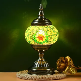 Türkische exotische Mosaik Tischlampe mit handgefertigtem marokkanischen Stil Dekoratives Glas Retro Lampe Schatten mit USB Dekorative Schreibtisch Lichter Bett Lichter für Schlafzimmer