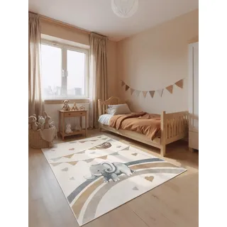 Villeroy & Boch Walk like an Elephant Rainbow Party Teppich", creme, mulitfarben, B:160cm H:9mm L:230cm, Polypropylen, Teppiche, Kinderteppich, Spielteppich weich, Kinderzimmer, Boho Kids Spielunterlage, Tieremotiv