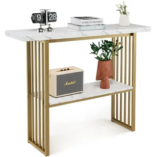 Costway FANTASK Konsolentisch 120 x 29,5 x 92,5 cm Schwarz/Weiß